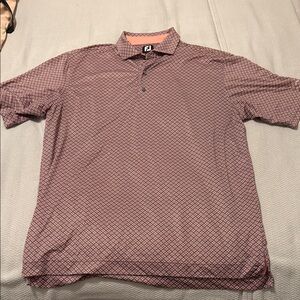 FootJoy Men's Patterned Polo Shirt - Red and Black